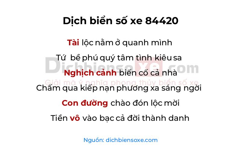 Dịch thơ biển số 84420