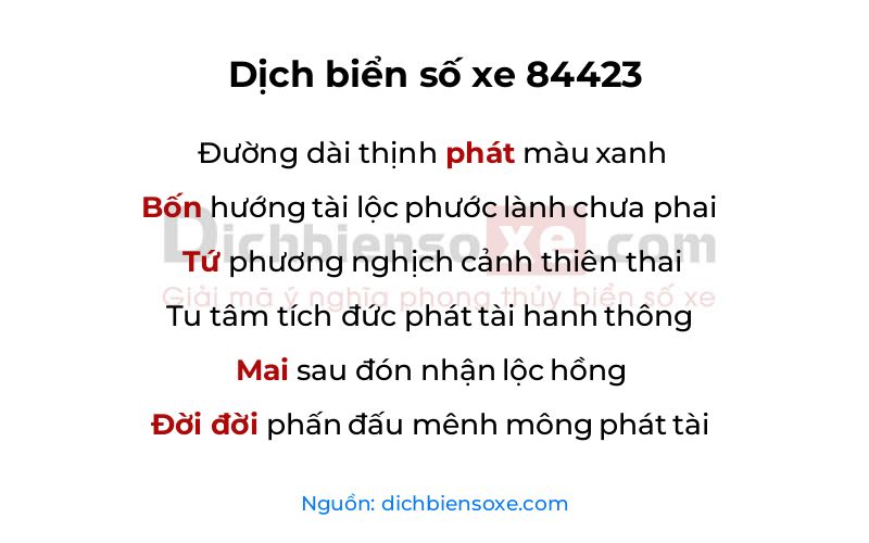 Dịch thơ biển số 84423