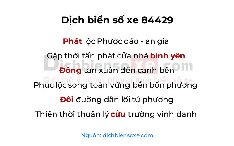 Dịch thơ biển số 84429