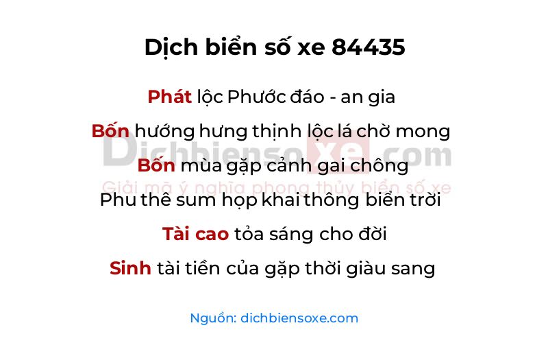 Dịch thơ biển số 84435