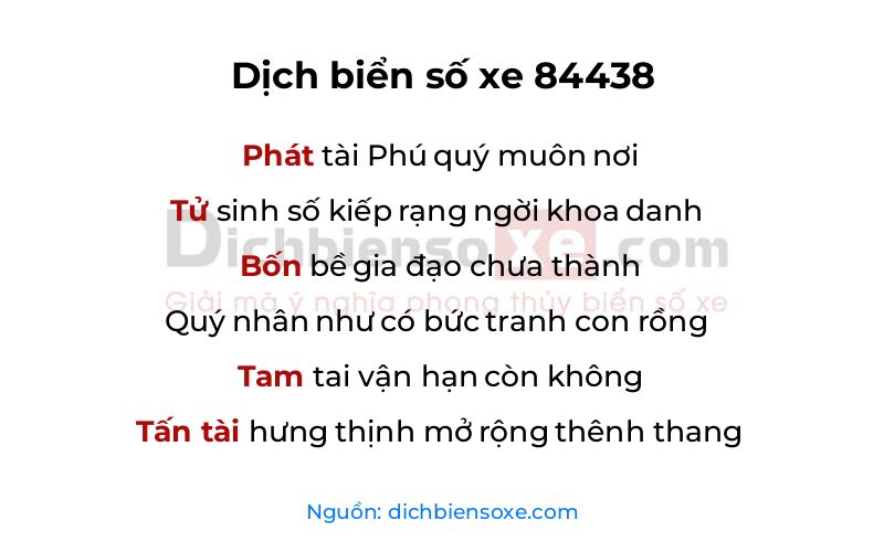 Dịch thơ biển số 84438