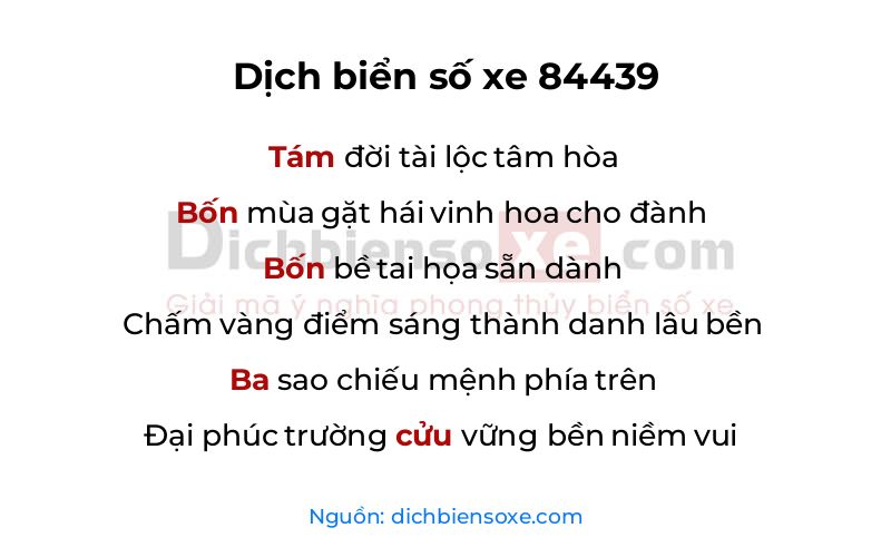 Dịch thơ biển số 84439