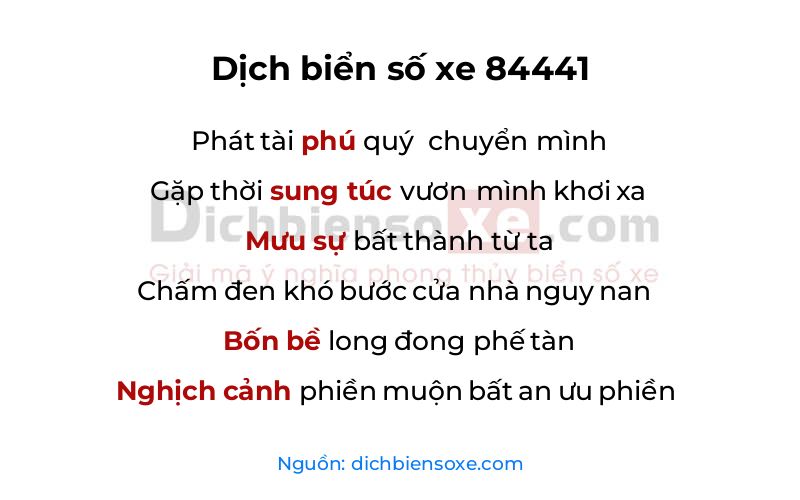 Dịch thơ biển số 84441