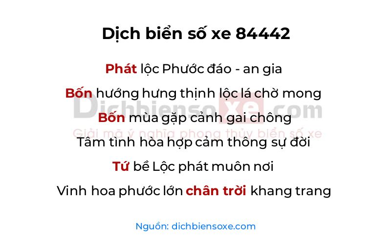 Dịch thơ biển số 84442