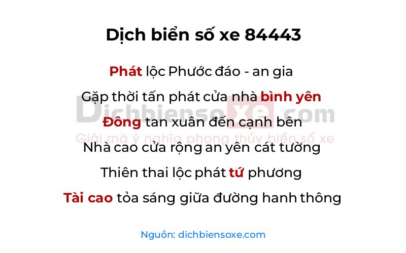 Dịch thơ biển số 84443