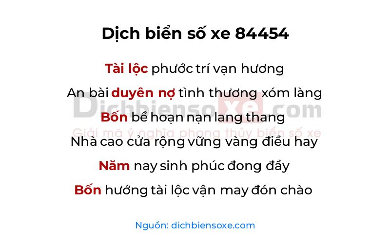 Dịch thơ biển số 84454
