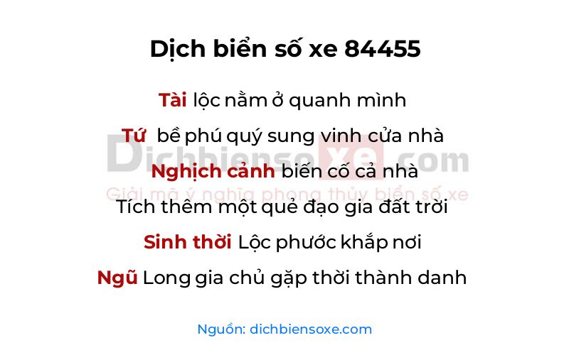 Dịch thơ biển số 84455
