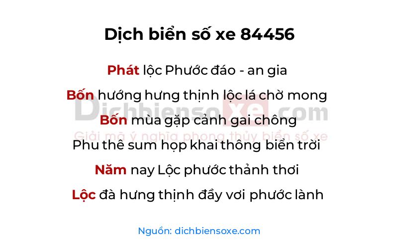 Dịch thơ biển số 84456