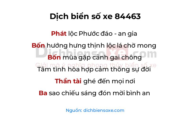 Dịch thơ biển số 84463