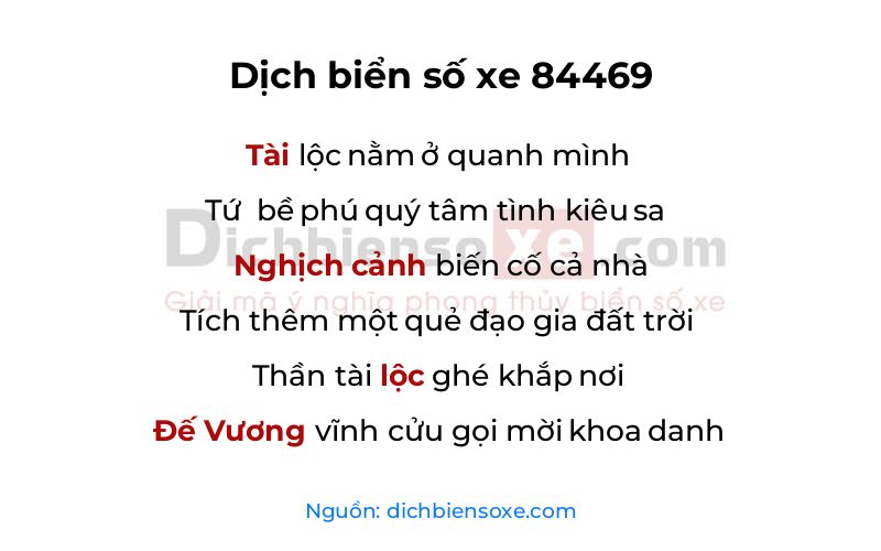 Dịch thơ biển số 84469
