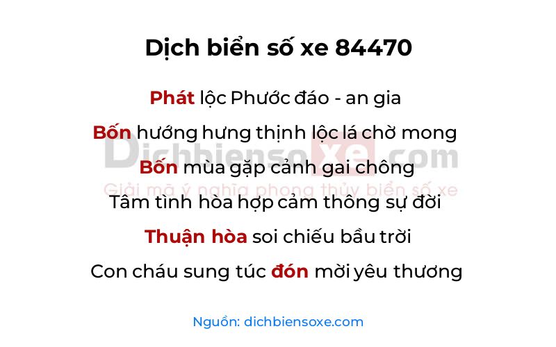 Dịch thơ biển số 84470