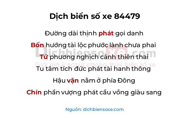 Dịch thơ biển số 84479