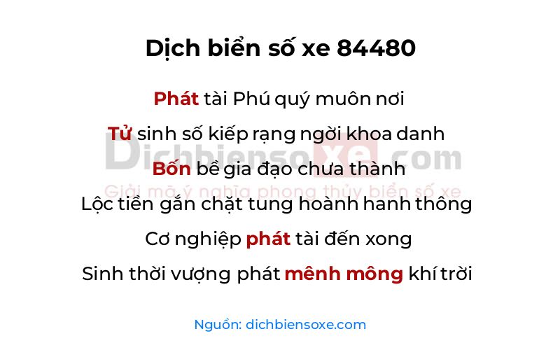 Dịch thơ biển số 84480