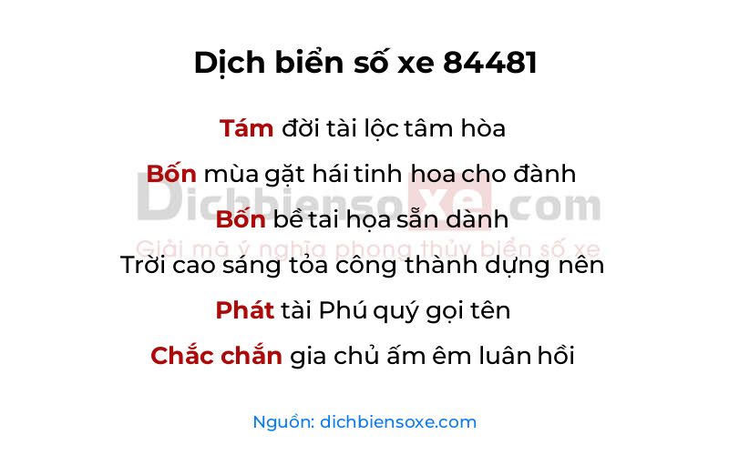 Dịch thơ biển số 84481