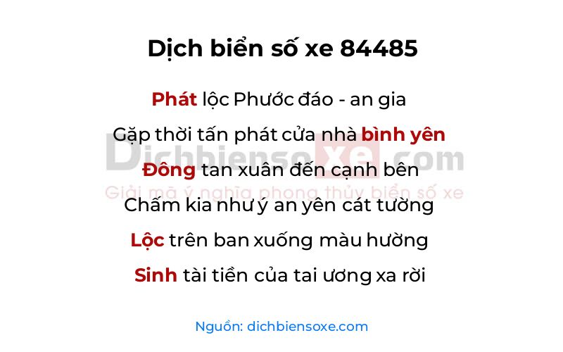 Dịch thơ biển số 84485