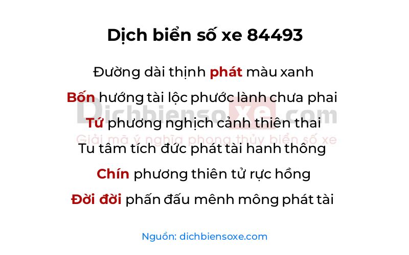 Dịch thơ biển số 84493