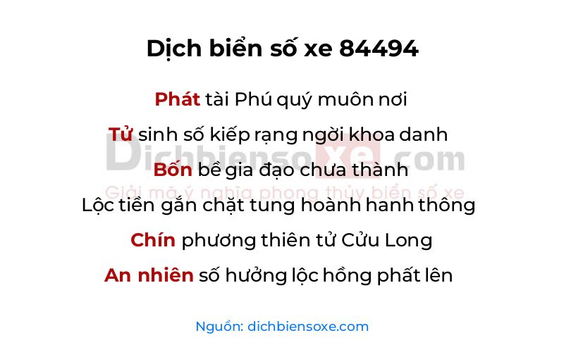 Dịch thơ biển số 84494