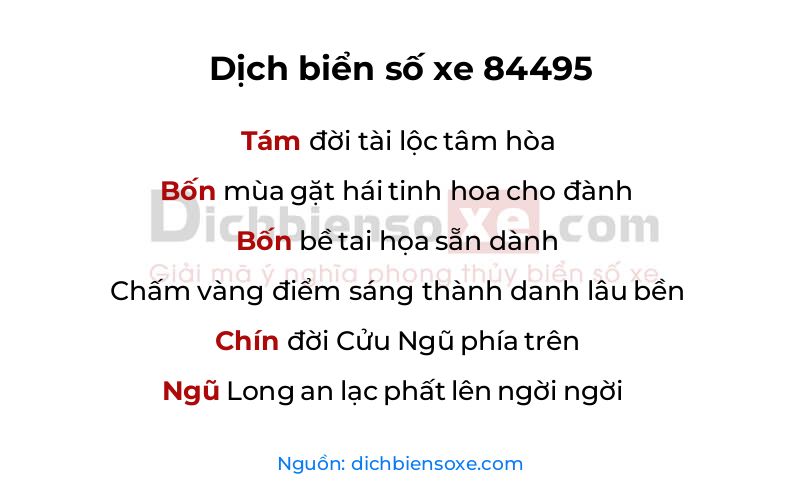 Dịch thơ biển số 84495