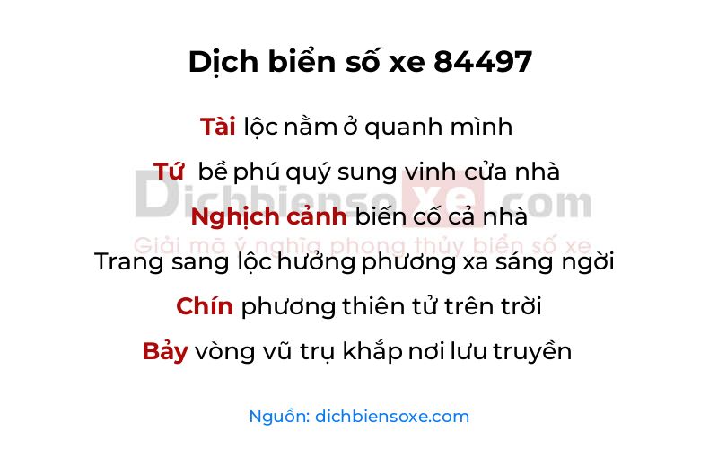 Dịch thơ biển số 84497