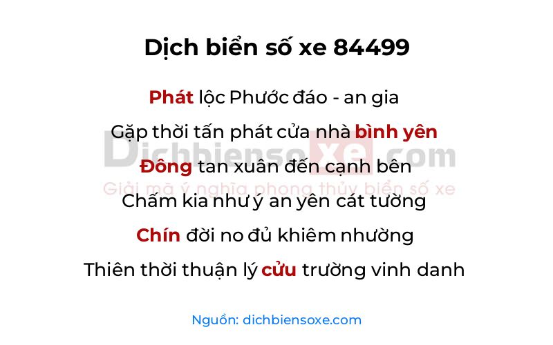 Dịch thơ biển số 84499
