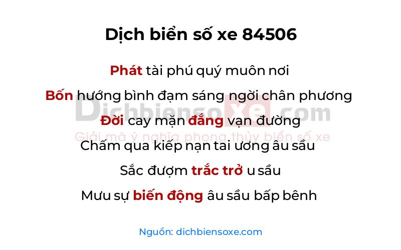 Dịch thơ biển số 84506
