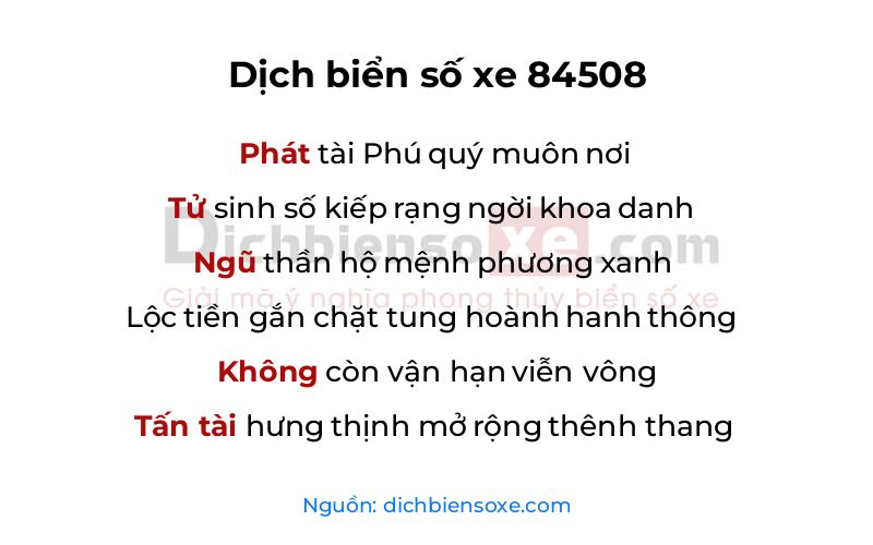 Dịch thơ biển số 84508
