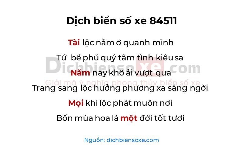 Dịch thơ biển số 84511