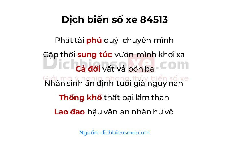 Dịch thơ biển số 84513