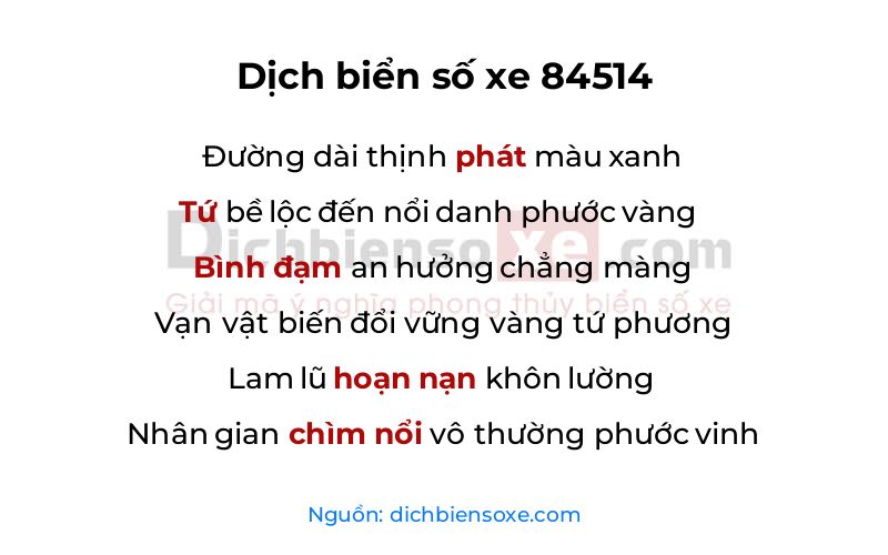 Dịch thơ biển số 84514