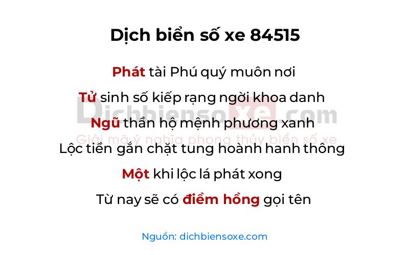 Dịch thơ biển số 84515