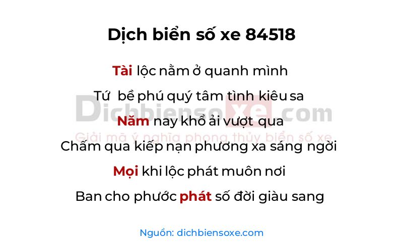 Dịch thơ biển số 84518