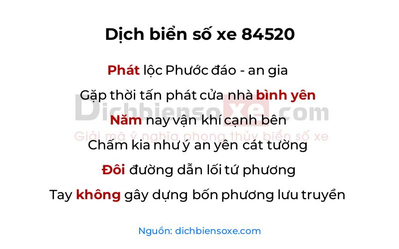 Dịch thơ biển số 84520
