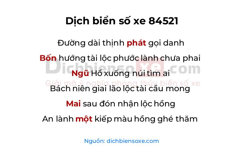 Dịch thơ biển số 84521