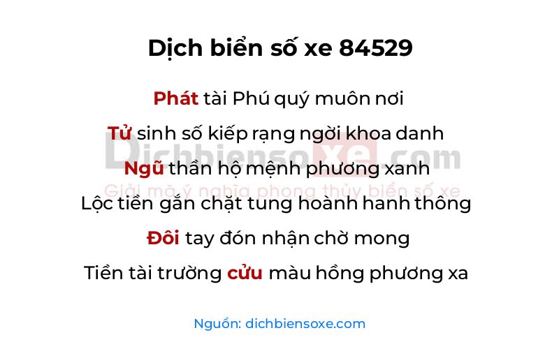 Dịch thơ biển số 84529