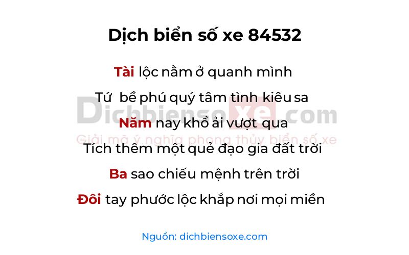 Dịch thơ biển số 84532