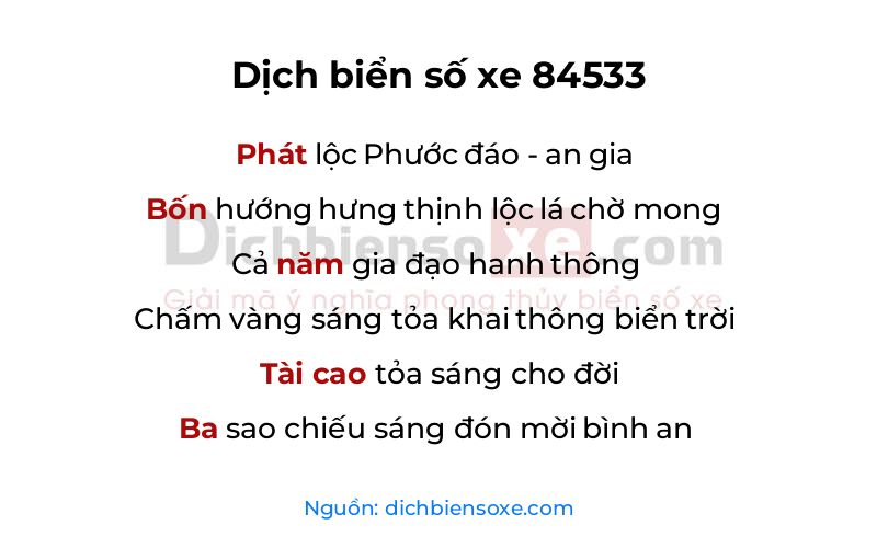Dịch thơ biển số 84533