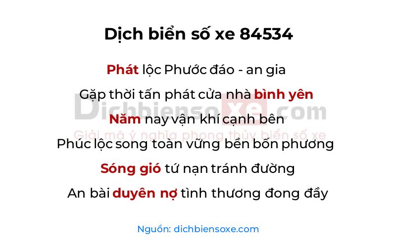 Dịch thơ biển số 84534