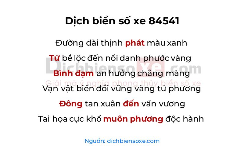 Dịch thơ biển số 84541