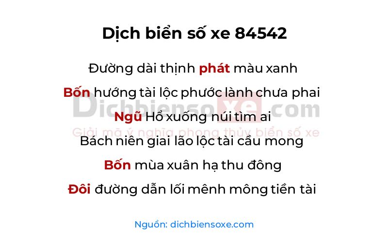 Dịch thơ biển số 84542