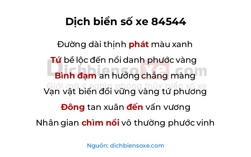 Dịch thơ biển số 84544