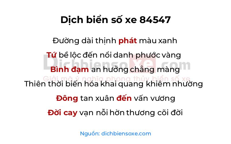 Dịch thơ biển số 84547