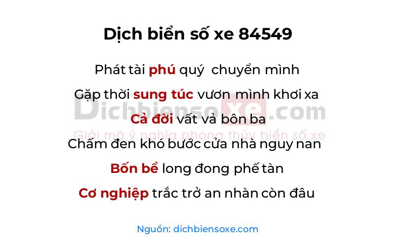 Dịch thơ biển số 84549