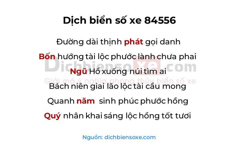 Dịch thơ biển số 84556