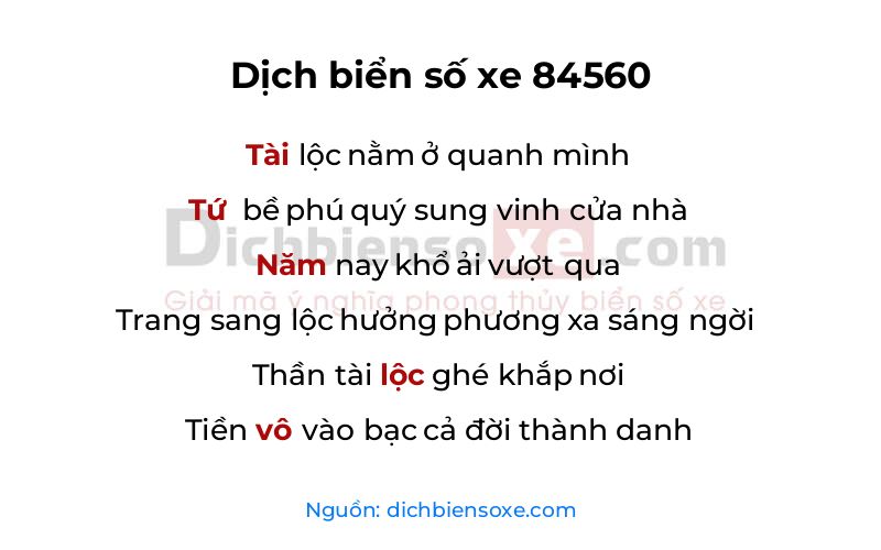 Dịch thơ biển số 84560