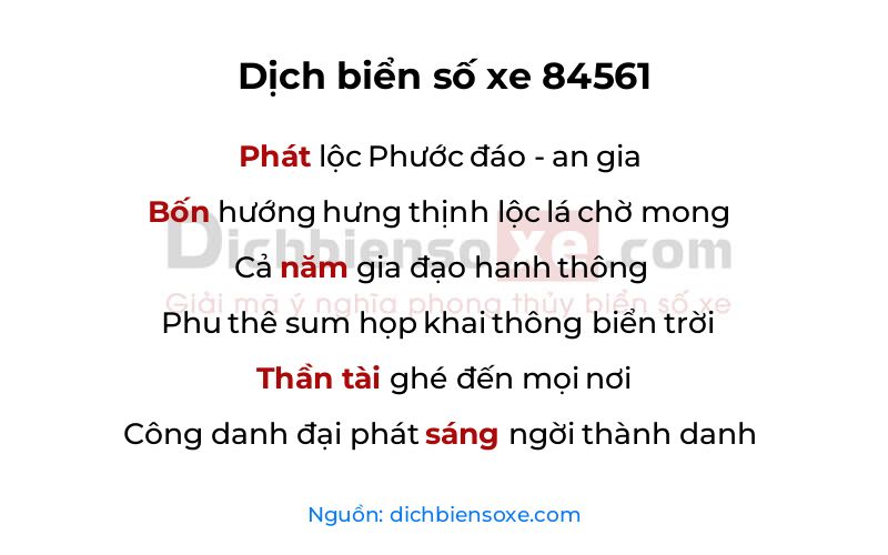 Dịch thơ biển số 84561