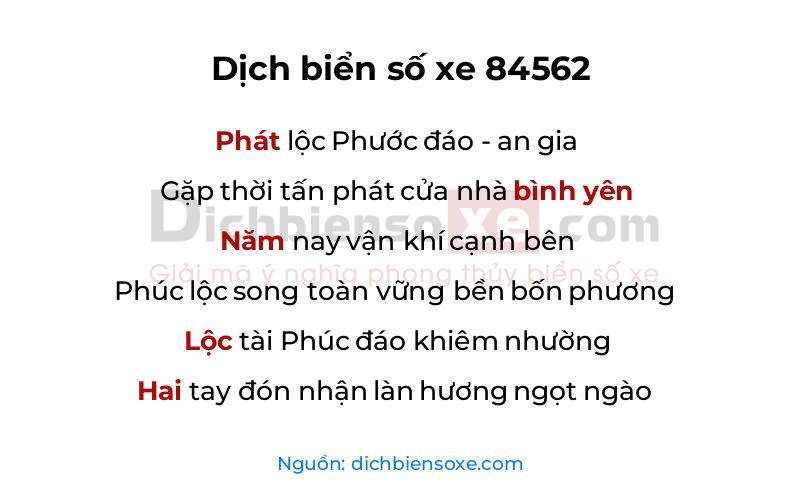 Dịch thơ biển số 84562