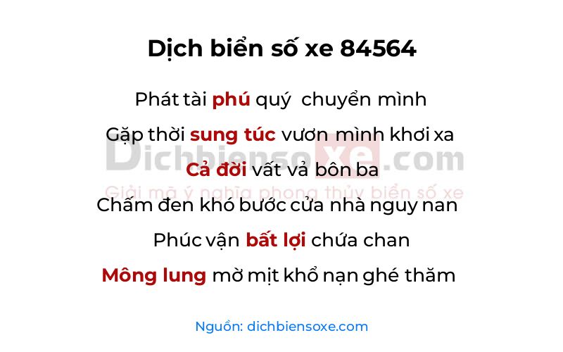 Dịch thơ biển số 84564