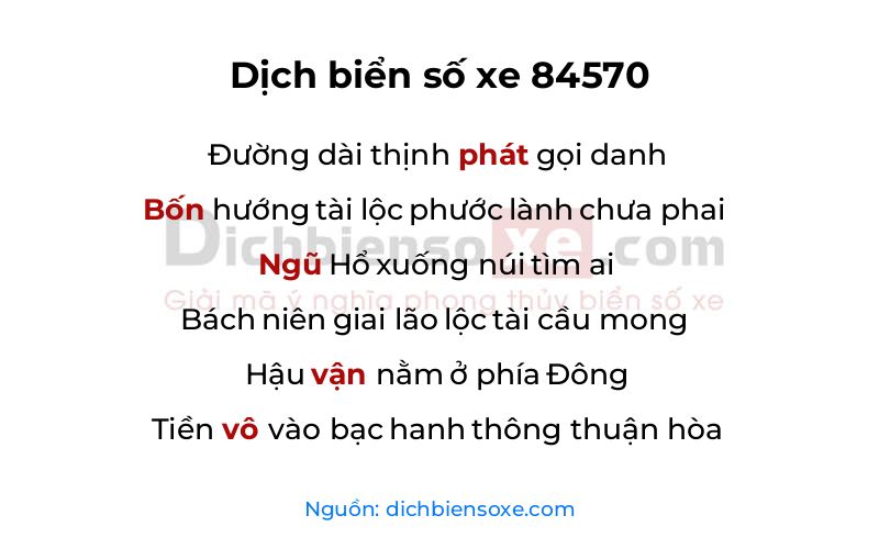 Dịch thơ biển số 84570