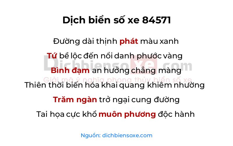 Dịch thơ biển số 84571