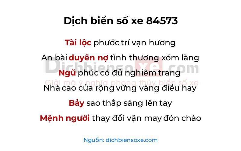 Dịch thơ biển số 84573